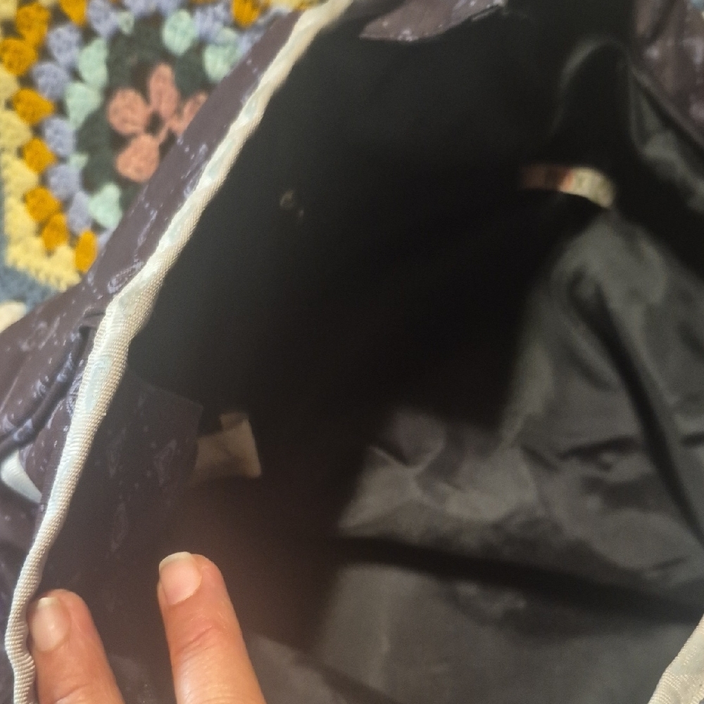 Black Patterned Tote Bag with Reflective Trim - Picture 4 of 10